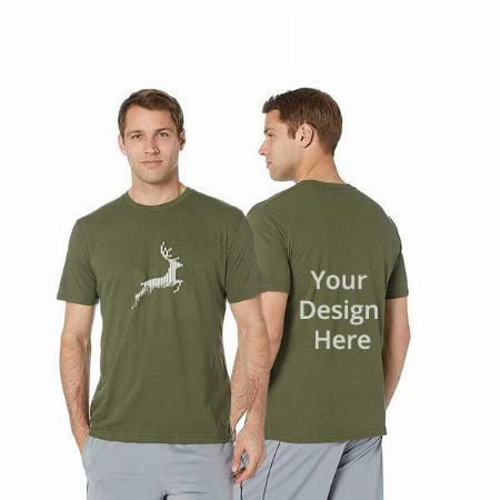 Olive Green Customized Half Sleeves Regular Fit Graphic Round Neck T-Shirt