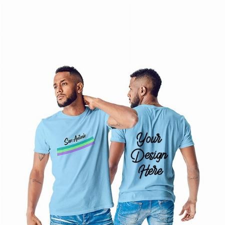 Sky Blue Customized San Antonio Design Graphic Printed T-Shirt for Men
