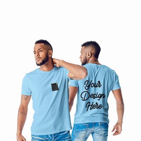 Sky Blue Customized Ocean and Moon Printed T-Shirt for Men