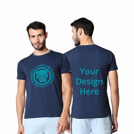 Navy Blue Customized Super-Hero Design Graphic Printed T-Shirt