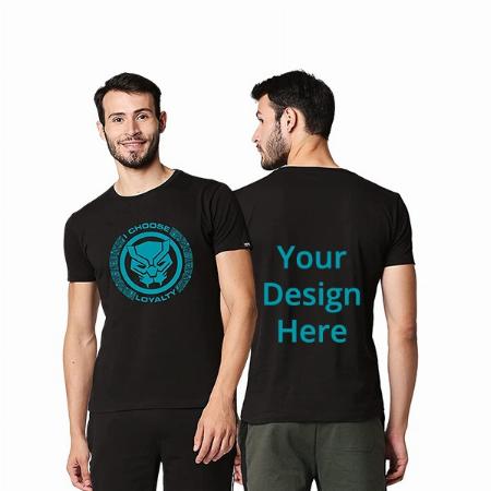 Black Customized Super-Hero Design Graphic Printed T-Shirt