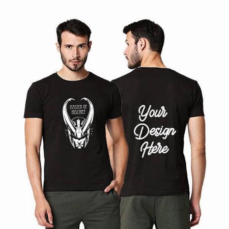 Black Customized Cotton Graphic Printed T-Shirt for Men Glow in Dark
