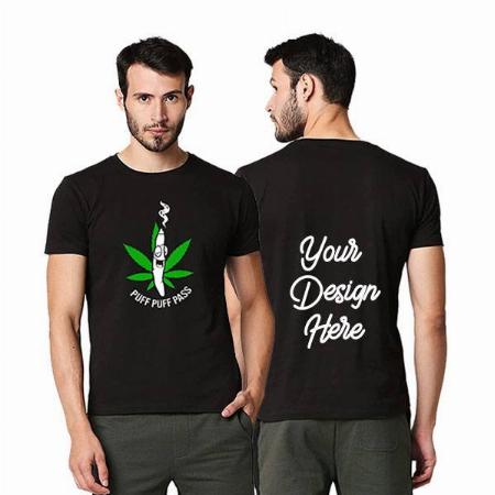 Black Customized Cotton Graphic Printed T-Shirt for Men