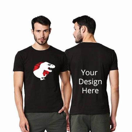 Black Customized Dinosaur Graphic Printed T-Shirt for Men