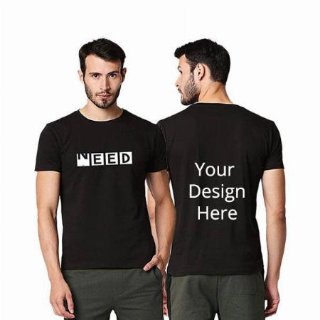 Black Customized Cotton Graphic Printed T-Shirt for Men