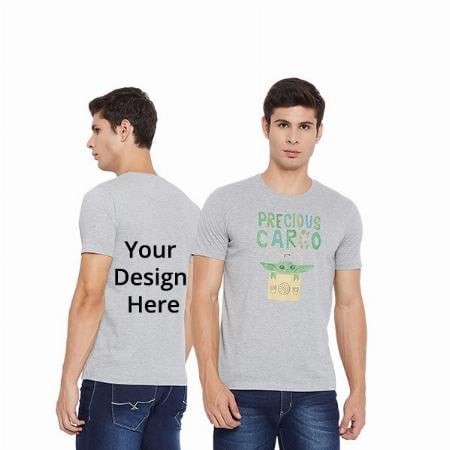 Grey Customized Precious Cargo Text Printed Regular Round Neck T-Shirt