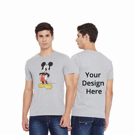 Grey Customized Mickey Mouse Design Graphic Printed T-Shirt