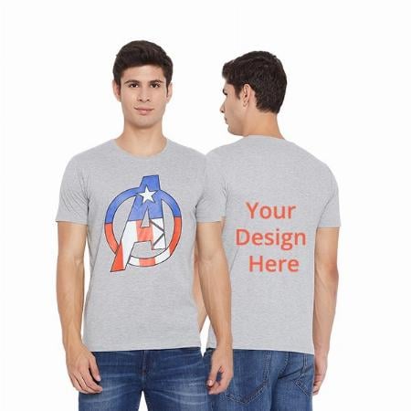 Grey Customized Super Hero Logo Graphic Printed Regular Round Neck T-Shirt