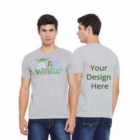 Grey Customized Star Wars Graphic Printed Regular Round Neck T-Shirt