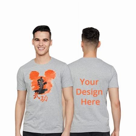 Grey Customized Mickey Graphic Print Regular Round Neck T-Shirt