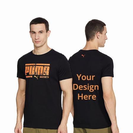 Black Customized Puma Men's Graphic Printed T-Shirt