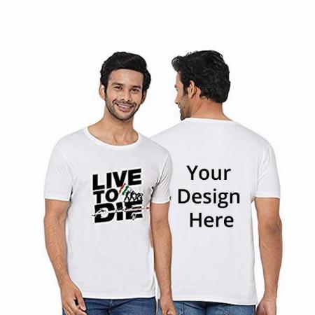 White Customized Men's Cotton Graphic Live to Die Printed T-Shirt