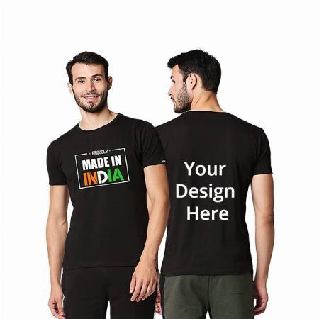 Black Customized Men's Cotton Made In India Design Graphic Printed T-Shirt