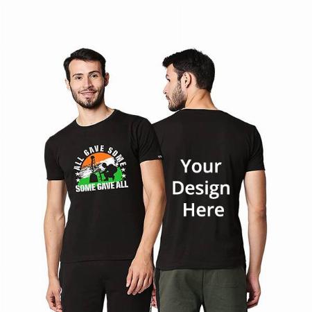 Black Customized Men's Cotton Army Design Graphic Printed T-Shirt