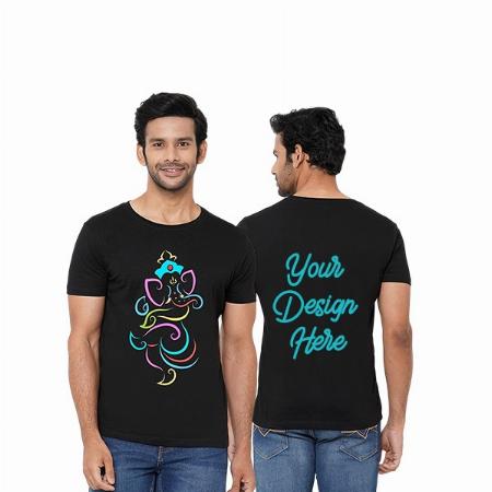 Black Customized Men's Cotton Ganpathi Design Printed T-Shirt
