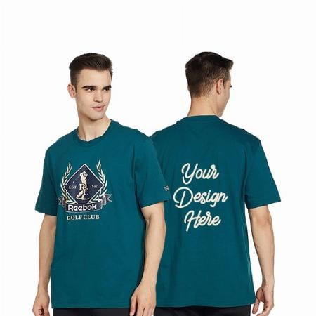 Green Customized Reebok Cotton Golf Graphic Printed T-Shirt