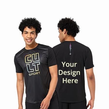 Black Customized Cult Sport Graphic Printed T-Shirt