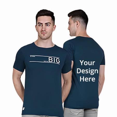 Green Customized Half Sleeve Cotton Blend Graphic Printed Round Neck Slim Fit Men's T-Shirt