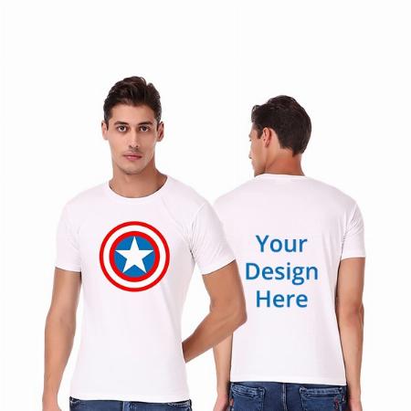 White Customized Super-Hero Logo Graphic Printed Cotton T-Shirt for Men