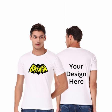 White Customized Super- Hero Design Graphic Printed Cotton T-Shirt for Men