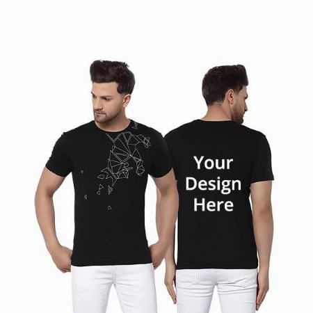Black  Customized Men's Line Art Design Graphic T-Shirt