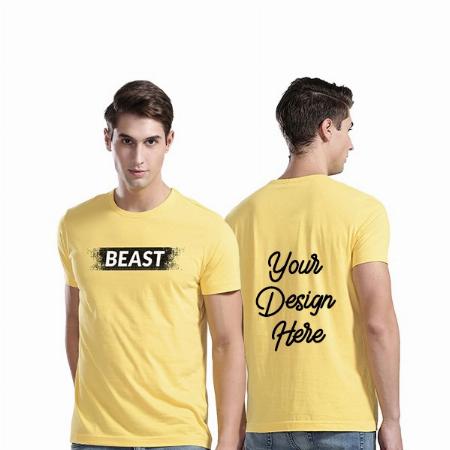 Yellow Customized Men's Beast Graphic Printed T-Shirt