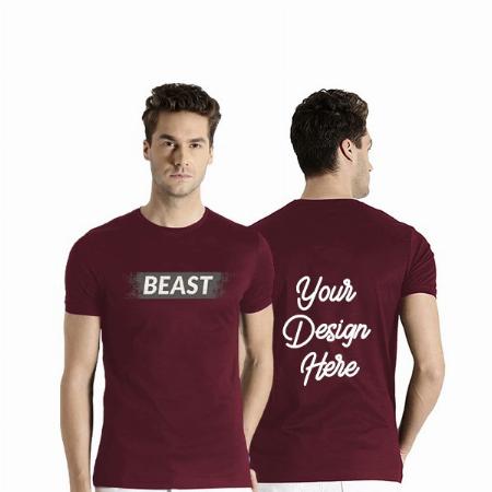 Maroon Customized Men's Beast Graphic Printed T-Shirt