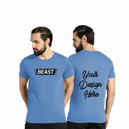 Sky Blue Customized Men's Beast Graphic Printed T-Shirt