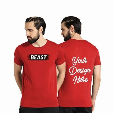 Red Customized Men's Beast Graphic Printed T-Shirt