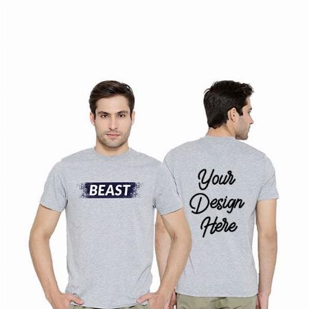 Grey Customized Men's Beast Graphic Printed T-Shirt
