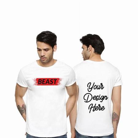 White Customized Men's Beast Graphic Printed T-Shirt