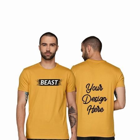 Mustard Customized Men's Beast Graphic Printed T-Shirt