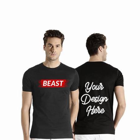 Black Customized Men's Beast Graphic Printed T-Shirt