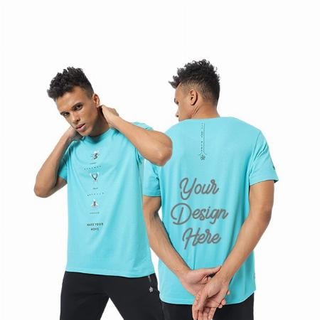 Sky Blue Customized Men's Exercise Graphic Printed T-Shirt