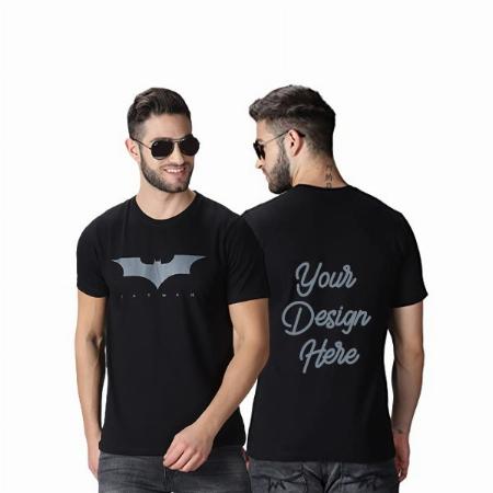 Black Customized Men's Round Neck Cotton Super-Hero Design Graphic Printed T-Shirt