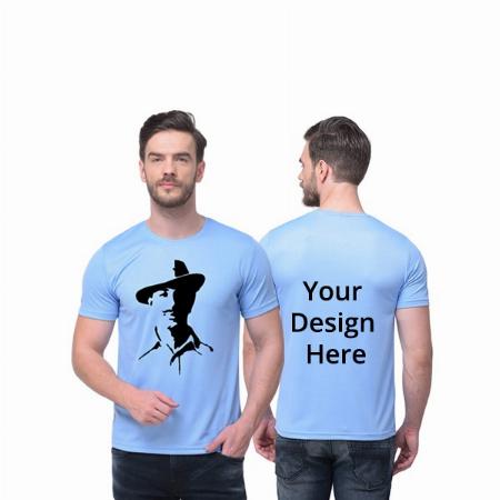 Sky Blue Customized Bhagat Singh Graphic Printed Round Neck Men's T-Shirt