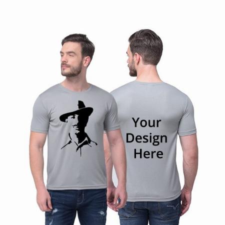 Grey Customized Bhagat Singh Graphic Printed Round Neck Men's T-Shirt