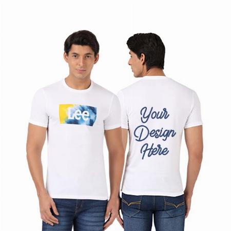 White Customized Men's Lee Graphic Printed Slim Fit T-Shirt