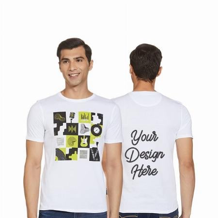 White Customized Men's Van Heusen Printed T-Shirt