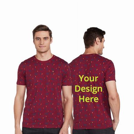 Maroon Customized Men's Ven Heusen Graphic Printed T-Shirt