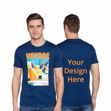 Navy Blue Customized Van Heusen Men's Voyage Graphic Printed T-Shirt