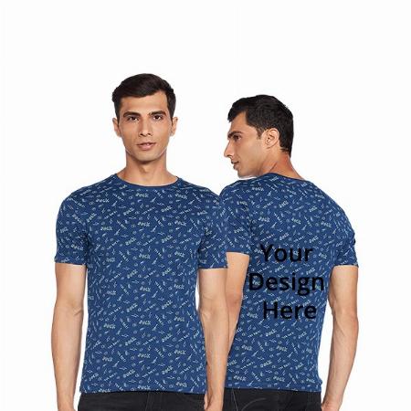 Navy  Customized Men's Rock Design Graphic Printed T-Shirt