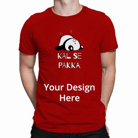 Red Customized Lazy Sleeping Panda Kal Se Pakka Graphic Printed T Shirt