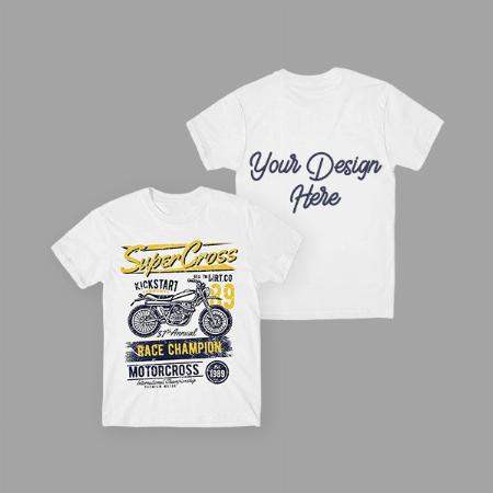 White Customized Bike Graphic Printed T-shirt for Men