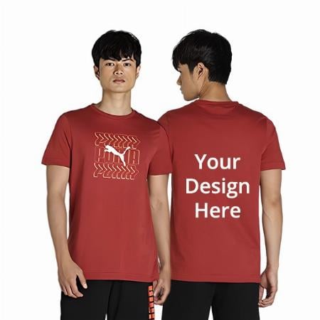 Red Customized Puma Men's Regular Fit T-Shirt