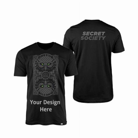 Black Customized Owl Graphics Printed T-Shirt