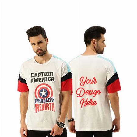 White Customized Marvel Printed Baggy Oversized T-Shirts for Men