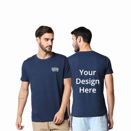 Navy Blue Customized Men's Cotton Army Slogan Printed T-Shirt