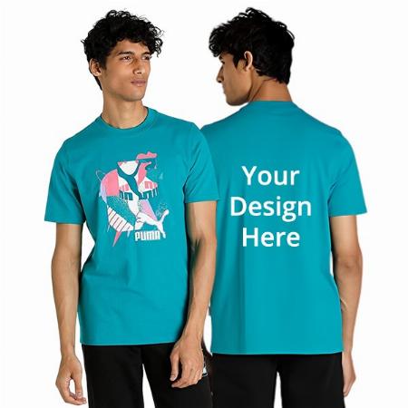 Deep Aqua Customized Puma Men's Regular Fit T-Shirt