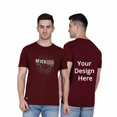 Maroon Customized Halfsleeve Cotton Graphic Printed Round Neck Sweat Free Men's T-shirt